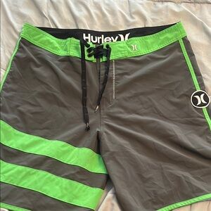Hurley Green and Gray Board Shorts Quick-Dry Swimwear